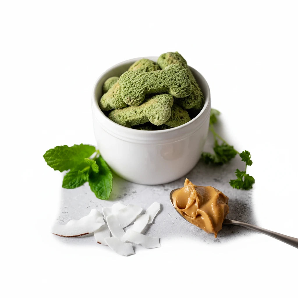 Life of Riley minty Breath Green bone-shaped dog treats