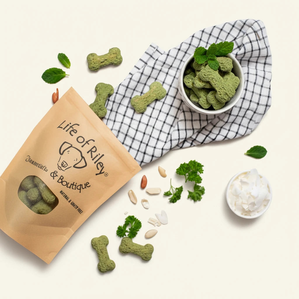 Life ofRiley minty breath biscuits with coconut and spirulina 