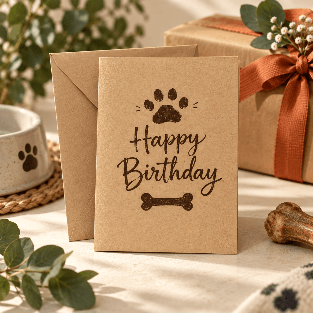 Dog Birthday Card with Envelope – Assorted Kraft Design - Wild & Worthy UK