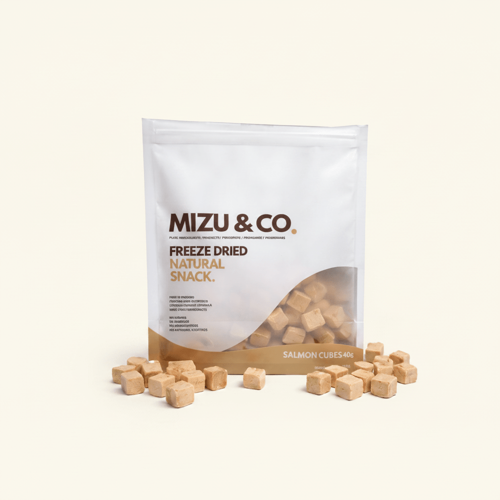 MIZU & CO Freeze-Dried Salmon Cubes for Dogs | 40g & 70g - Wild & Worthy UK