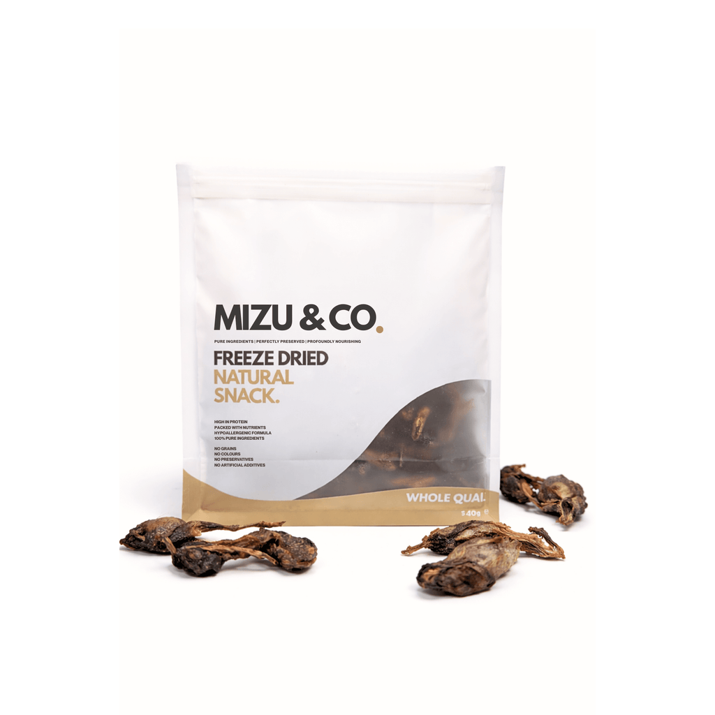 Mizu & Co Freeze-Dried Whole Quail – Natural Dog & Cat Treats, 40/70 - Wild & Worthy UK