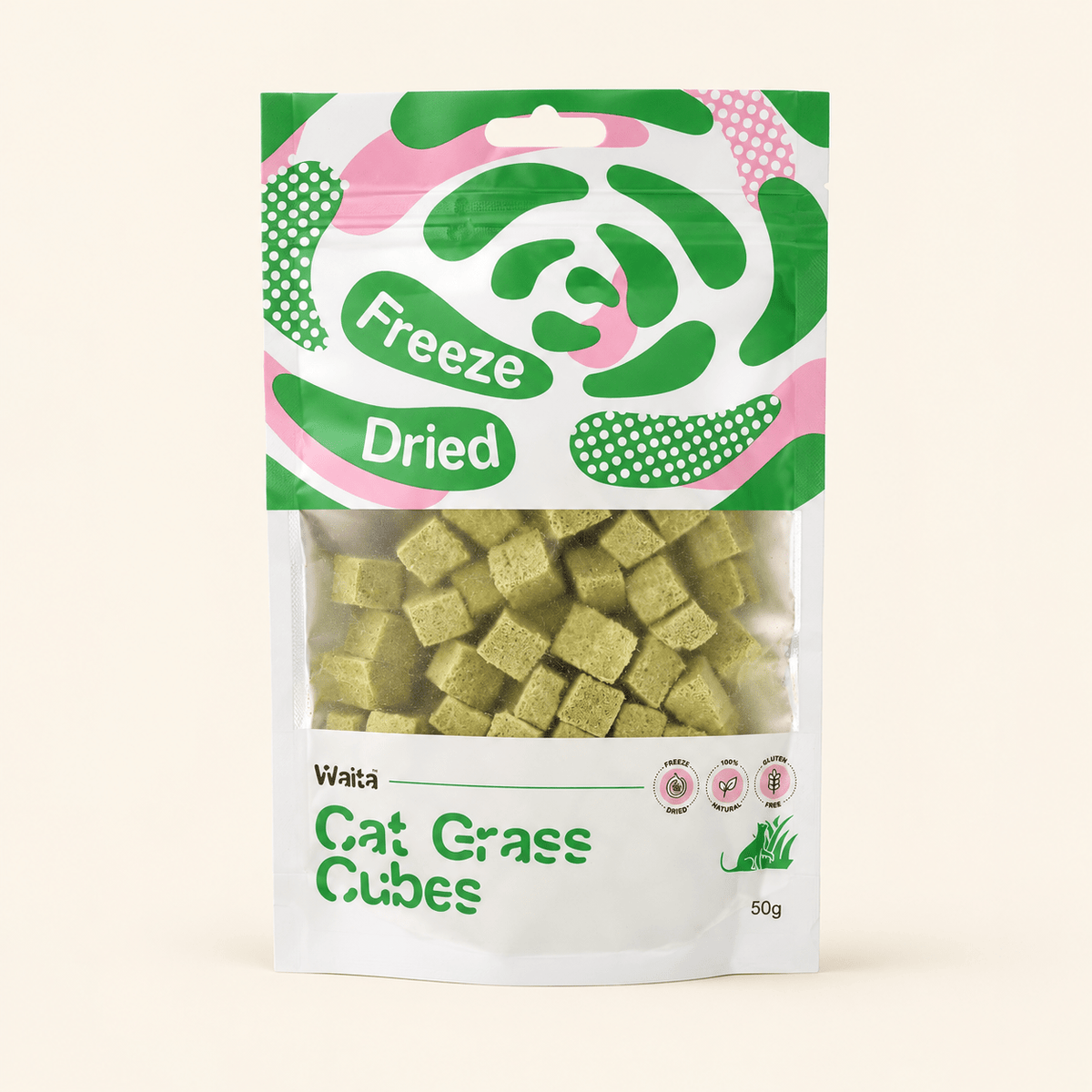 Waita freeze dried Cat Grass Cubes 50g - Wild & Worthy UK