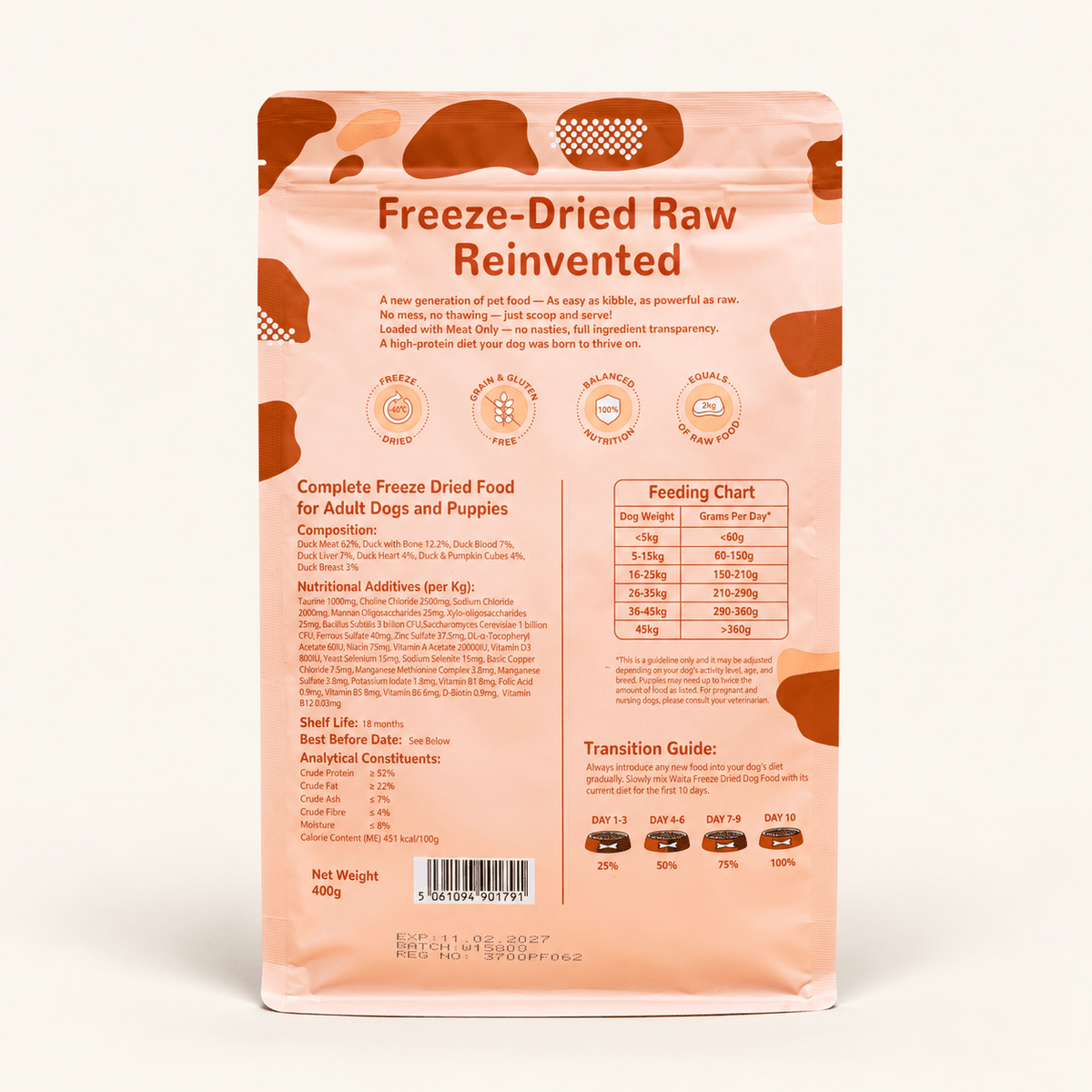 Waita Freeze-Dried Duck Cat Food 400g - Wild & Worthy UK